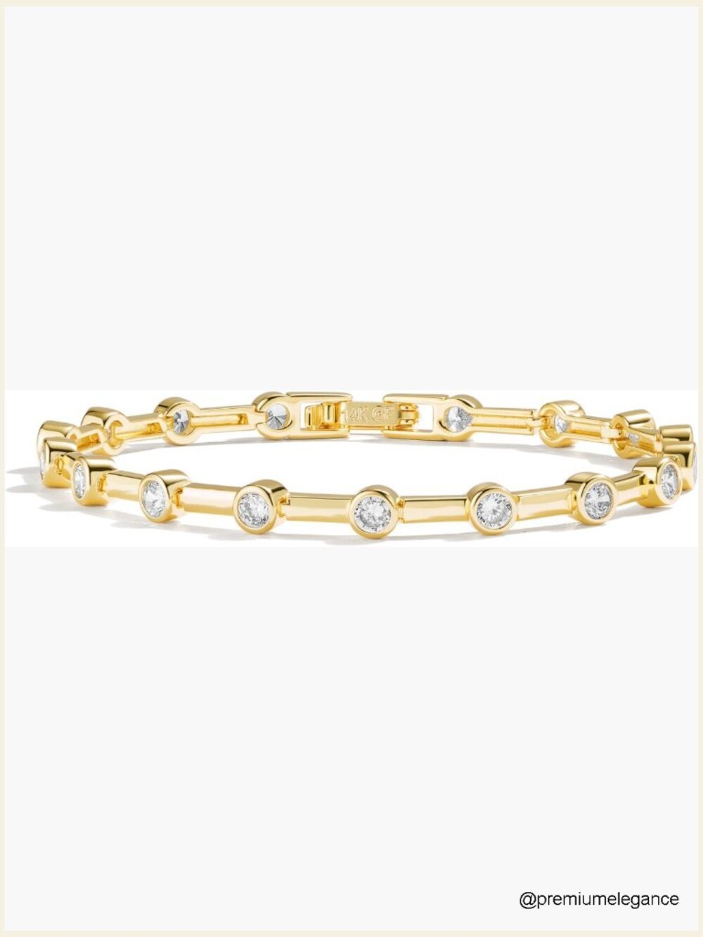 14K Gold Filled Tennis Bracelet Bezel CZ Simulated Diamond